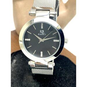 Roberto Bianci Women's Watch RB0401 Black Dial Quartz Gemmed Silver Steel 34mm
